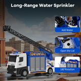 3-in-1 Large Fire Truck Toy with Garage & 6 Cars, Water Pump, Extendable Ladder, Lights & Siren Sounds, Fire Rescue Truck Vehicle Toy for Boys Girls 3+, Christmas Birthday Gift