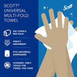 Scott Professional Universal Multifold Narrow Width Paper Towels, Bulk (37490), Absorbency Pockets, White 8.0"x9.4" Towel, Compressed, Compact (250 Sheets/Pack, 16 Packs/Case, 4,000 Sheet Total)