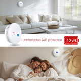 2 Pack 10 Year Battery Operated Smoke and Carbon Monoxide Detector, Portable Fire Co Alarm for Home and Kitchen (White)