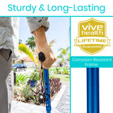Vive Folding Cane - Foldable Walking Cane for Men, Women - Fold-up, Collapsible, Lightweight, Adjustable, Portable Hand Walking Stick - Balancing Mobility Aid - Sleek, Comfortable