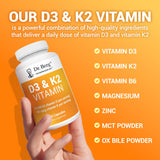 2 Pack Dr. Berg Vitamin D3 K2 w/MCT Powder - Includes 10,000 IU of Vitamin D3, 100 mcg MK7 Vitamin K2, Purified Bile Salts, Zinc & Magnesium for Ultimate Absorption - K2 D3 Vitamin Supplement - 120 Capsule