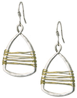 SPUNKYsoul Silver Teardrop Earrings for Women with Handmade Copper-Toned Gold Wire-Wrapped Design - Lightweight Silver Jewelry - Trendy gifts for women - Ideal for Everyday Use - 1.5inch