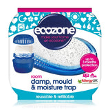EcoZone Room Damp, Mould & Moisture Trap, Portable Dehumidifier Device, Re-Usable & Re-Fillable, 3 months Protection for Bedrooms, Bathrooms, Garages, Kitchens & Caravans, Vegan Friendly (Single)
