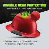 LIFT SAFETY Dax Fiber Resin Full Brim Safety Helmet | 6 Point Suspension for Comfort & Impact Protection | Red