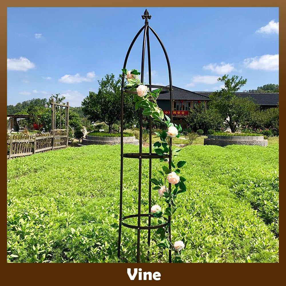 100% Metal Garden Obelisk Trellis Heavy Duty 6.3 ft Tall for Climbing Vines
