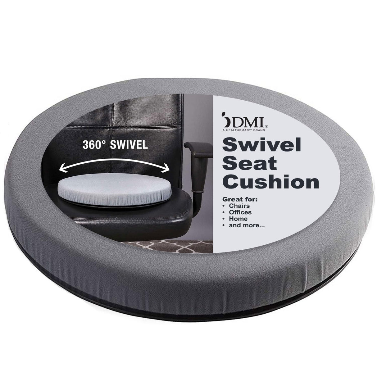 HealthSmart 360 Degree Swivel Seat Cushion, Chair Assist for Elderly, Swivel Seat Cushion for Car, Twisting Disc, Gray, 15 Inches in Diameter (Pack of 1)
