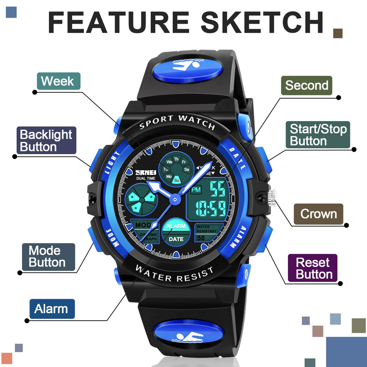 Boy Digital Watch Gifts for 5-15 Year Old Boys Girl Teen, Sports Watch Toys for 6-16 Year Old Boy Girl Present for Kids Age 6-16