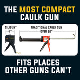 SILIGUN™ Gen-3 Compact Caulking Gun - No Drip Caulk Gun - Patented Design - Lightweight ABS Frame - Works with All 10 oz Tubes