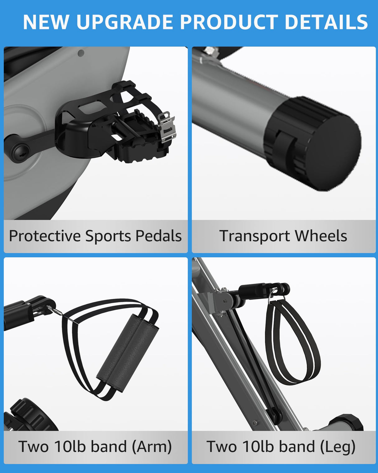 LINBOLUSA Indoor Exercise Bike for Seniors, 5 IN 1 Foldable Stationary Bike with 16-Level Magnetic Resistance and Tri-Position Ride, 330LBS Capacity, 6.6 LBS Flywheel, for Home Workout 818 Gray