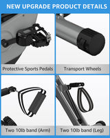 LINBOLUSA Indoor Exercise Bike for Seniors, 5 IN 1 Foldable Stationary Bike with 16-Level Magnetic Resistance and Tri-Position Ride, 330LBS Capacity, 6.6 LBS Flywheel, for Home Workout 818 Gray