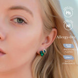 Leafael Infinity Love Heart Stud Earrings for Women, May Birthstone Crystal Emerald Green, Gifts for Mom, Wife, and Her, Silver Tone