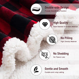 BEAUTEX Sherpa Fleece Flannel Blanket Twin Size, Super Soft Warm Buffalo Plaid Plush Microfiber Blankets, Cozy Fuzzy Christmas Blanket for Couch Sofa Bed (Red, 60" x 80")