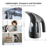 HiLIFE Steamer for Clothes, Portable Handheld Design, 240ml Big Capacity, 700W, Strong Penetrating Steam, Removes Wrinkle, for Home, Office(ONLY FOR 120V)-Black