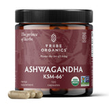 TRIBE ORGANICS Ashwagandha KSM 66 Pure Organic Root Powder Extract Ayurvedic Supplement - Focus, Mood Support, Increase Energy, Strength, 600mg of Natural KSM66 for Superior Absorption - 120 Capsules