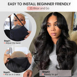 Curtain Bangs Face-Framing 9x6 Glueless Wigs Human Hair Pre Plucked Pre Cut HD Lace 200 Density Loose Body Wave Lace Front Wigs Layered Ready to Wear Wigs Glueless Human Hair for Black Women 18 inch