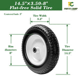 Parts Camp Wheelbarrow Tires,3.50-8" Flat-free Solid Tire and Wheel,Universal Fit 14.5" Wheelbarrow Tire For Garden Carts/Wheelbarrows/Trolley Dolly With 5/8" Axle Bore Hole,3" Centered Hub(2 Pack)