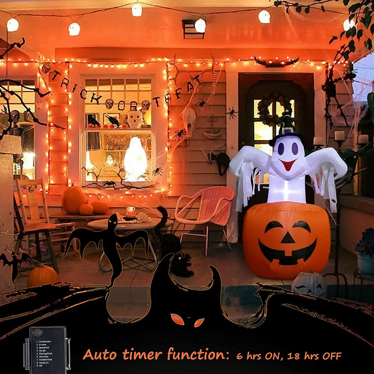 Halloween Orange String Lights Decorations，2 Pack 17.8 Feet 50 LED Battery Operated Mini String Lights with 8 Modes Waterproof for Outdoor Indoor Patio Xmas Tree Holiday Party Christmas Show