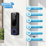 Cookedixo 1080P Wireless Video Doorbell Camera, Battery Powered Door Chime, Night Vision, 2-Way Audio, Smart AI Human Detection, Cloud Storage, Home Security Door Bell