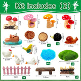 MTWENWENZY 114 Pcs Miniature Fairy Garden Accessories Kit Resin Elves Animal Figurines Decor Micro Landscape Ornaments for DIY Micro Dollhouse
