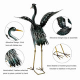 chisheen Crane Garden Statue Metal Heron Outdoor Decor Yard Art Bird Gift