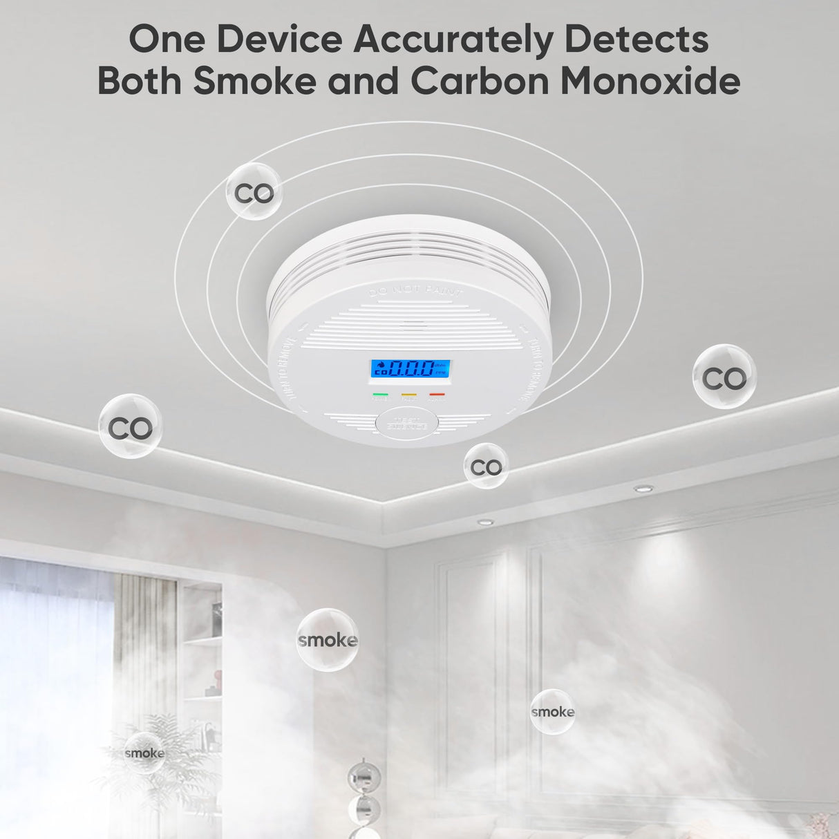 Interconnected Smoke and Carbon Monoxide Detector, 10-Year Battery Wireless Interlinked Smoke & CO Alarm with Dual Sensors, Home Fire & CO Safety Protection (6Pack)