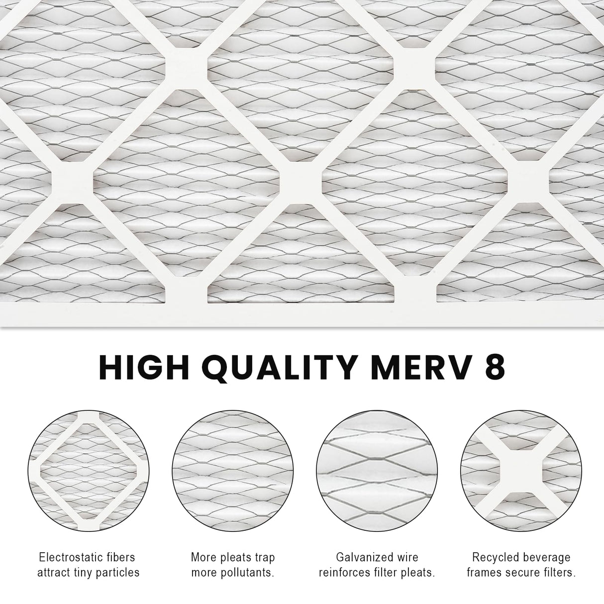 Komashr 14x18x1 Air Filter MERV 8 (2-Pack), HVAC/Furnace AC Filter Replacement, Dust Defense–Comparable with MPR 600 & FPR 5 (Actual 13.75x17.75x0.75)
