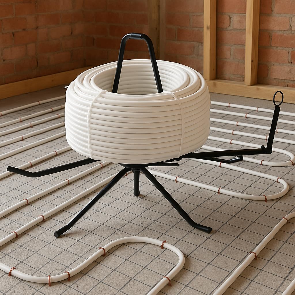 Kudos-Trading - Water Underfloor Heating Pipe Decoiler De-Coiler Fits 200m 300m 400m & 500m Coils of Pert-al-pert Pex-al-pex Pex & Pert Pipe for Easy Fitting of UFH Systems.