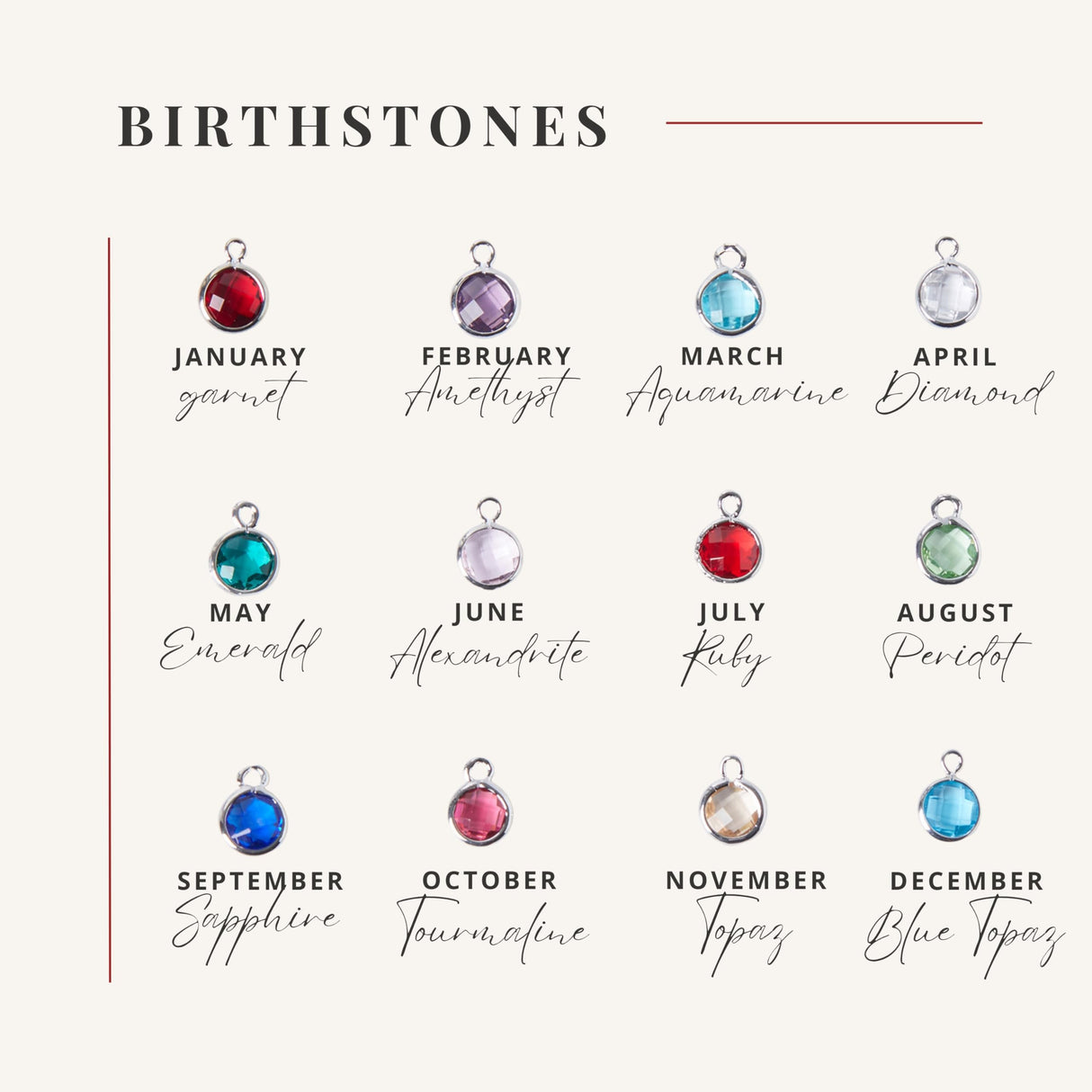 Personalized Birthstone Necklace for Women, Custom Birthstone Name Necklace