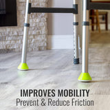 HealthSmart 4-Pack Walker Ski Glides for Folding Walkers, Durable Universal Fit for Smooth Mobility, Easy Installation and Increased Visibility Walker Feet