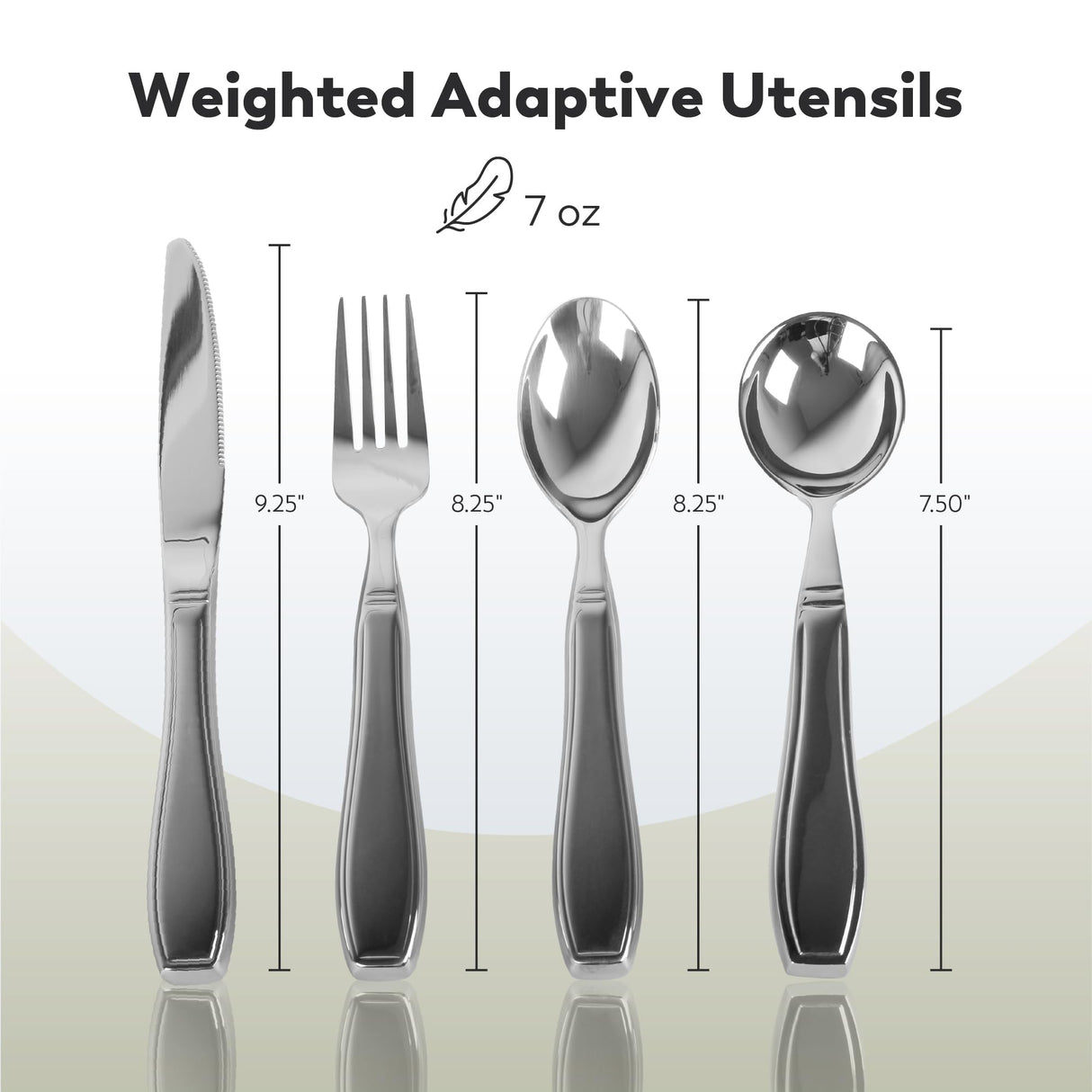 BUNMO Utensils for Elderly, Arthritis, Weak Hand Grip & Handicapped - Convenient Travel Pouch - for Tremors and Parkinsons Patients - Stainless Steel - Eat Independently - Weighted 4 Piece Set