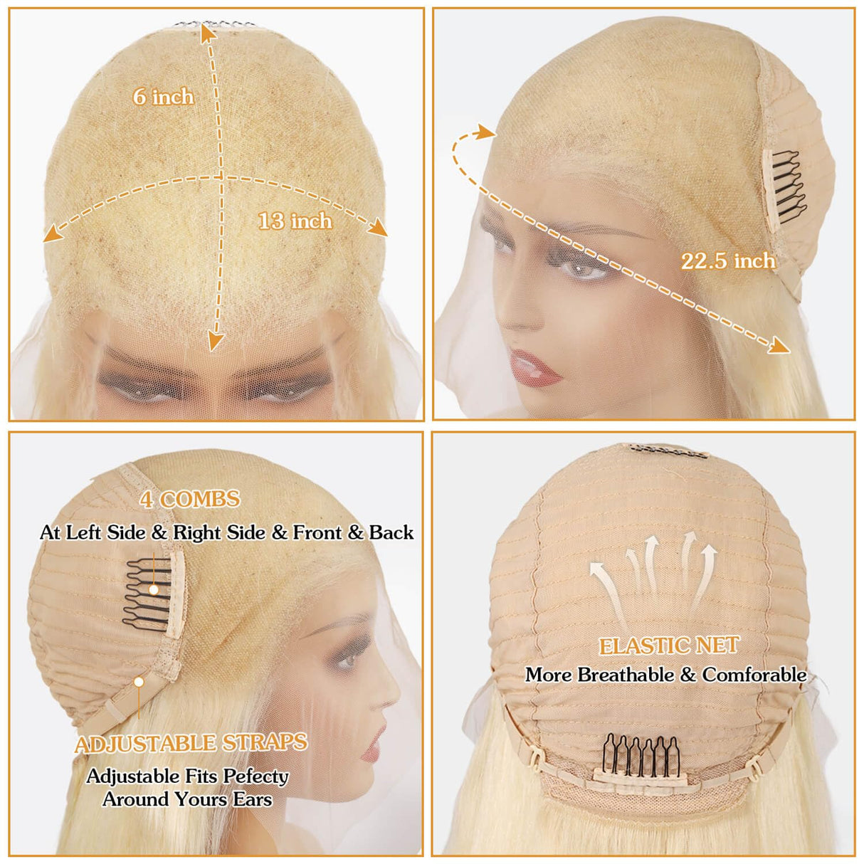 BZN 613 13x6 Lace Front Wig Human Hair 28 Inch 200 Density 613 Lace Front Wig Human Hair Blonde Wig Human Hair Straight Lace Frontal Wig Human Hair Pre Plucked With Baby Hair