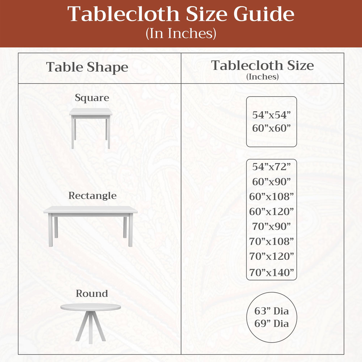 Maison d' Hermine Thanksgiving Tablecloth Kashmir Paisley 100% Cotton Tablecloth 60"x120" – Fall Harvest Dining & Holiday Décor, Washable Reusable Fabric Table Cover for Kitchen & Dining Room