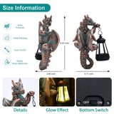 Goodeco Dragon Tree Hugger Garden Statue with Solar Lantern - 9.3 Inch Resin Dragon Decor for Outdoor, Perfect Dragon Gifts & Yard Decor（Bronze）