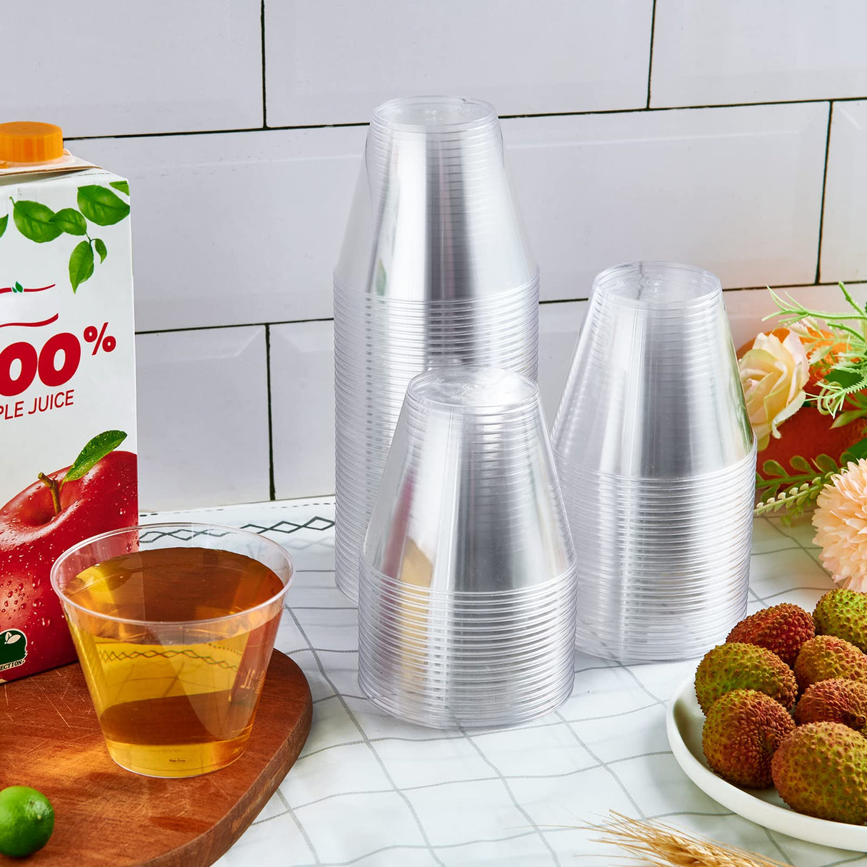 JollyPack 300 Pack Clear Plastic Cups 9 OZ Disposable Heavy-duty Drinking Cups for Christmas, Wedding, Home and Events