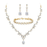 BriLove Gorgeous Cubic Zirconia Wedding Jewelry Set for Women Bride Gold