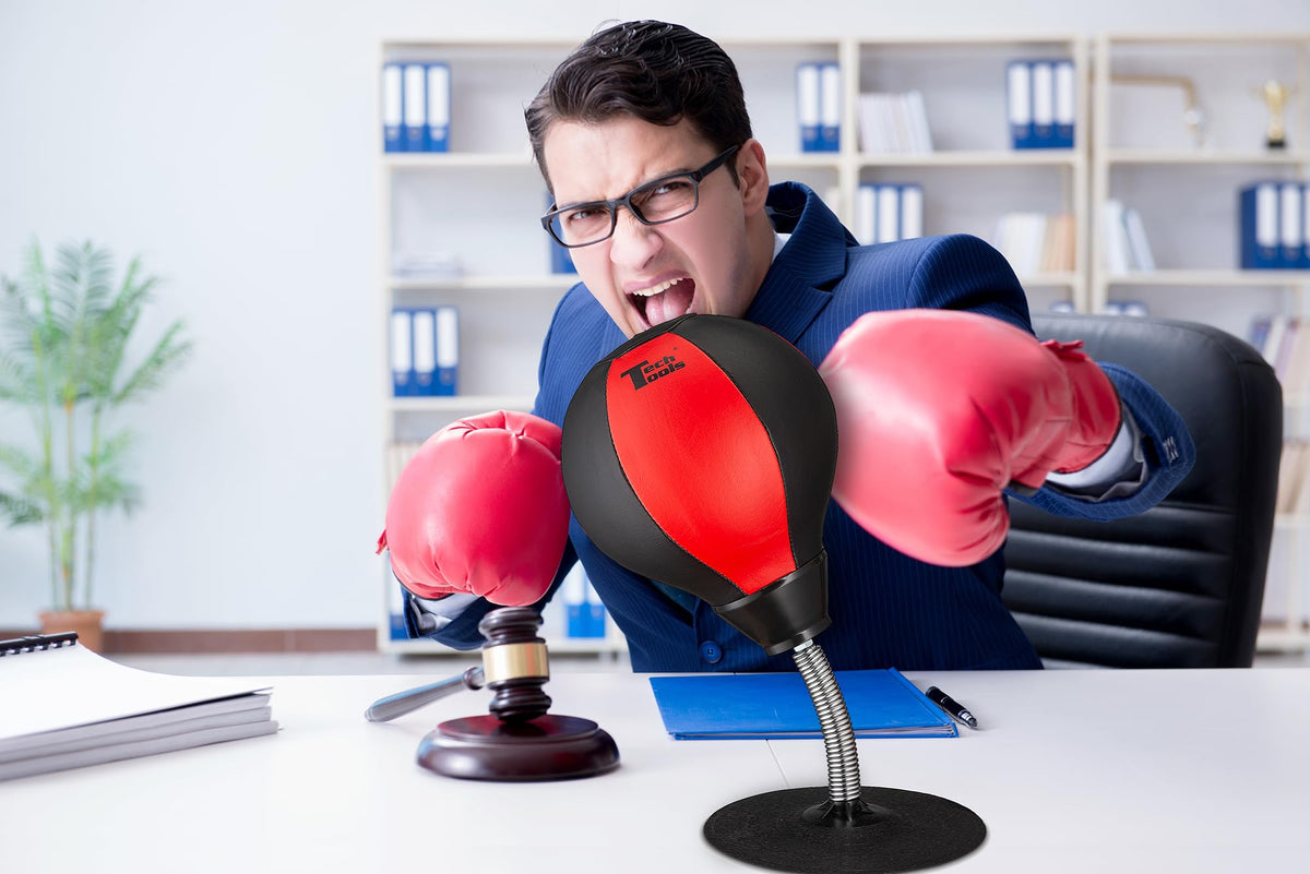 Tech Tools Desktop Punching Bag - White Elephant Gifts for Adults, Fun Punch Gag Gifts for Coworkers, Men & Women Secret Santa Stress Buster