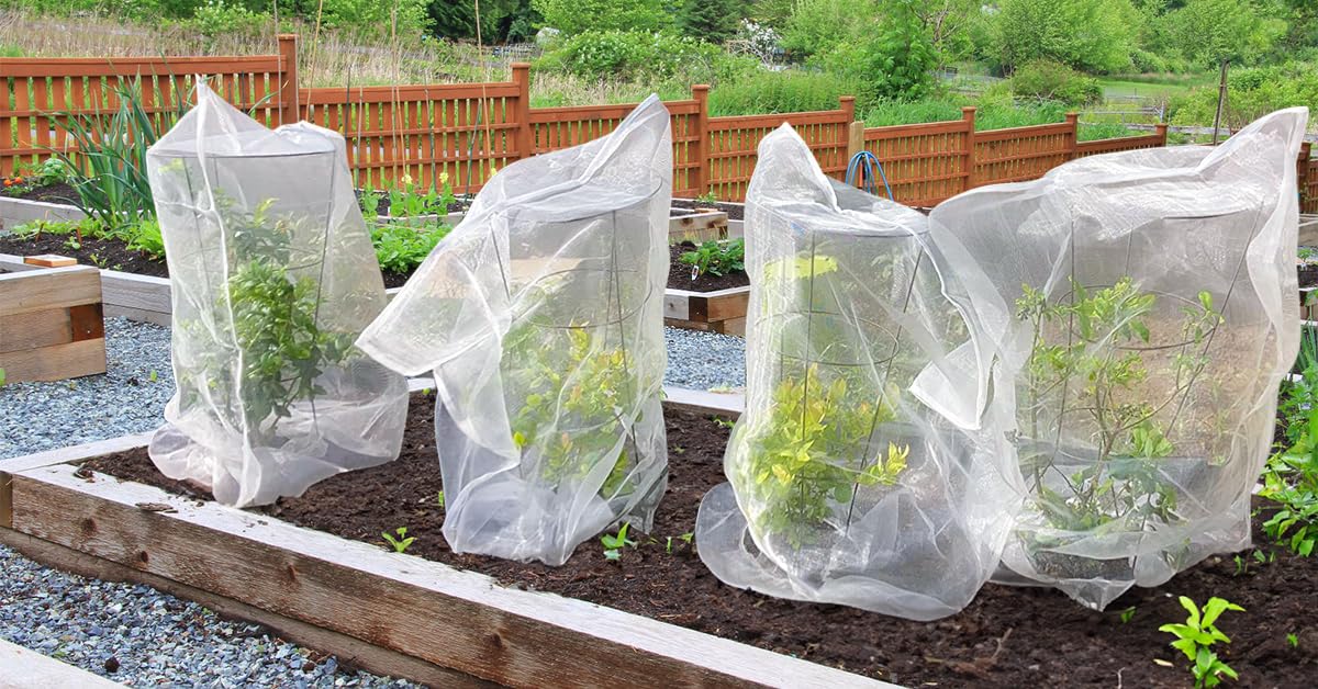 2 PCS Large Fruits Tree Netting Cover for Garden, 6.6 x 8.2 ft Insect Bird Barrier Deer Netting Cover Bag with Drawstring Garden Plant Netting for Tomato Blueberry Bush Netting Covers