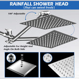 Shower Head,8”Rain Shower Head with Handheld Spray Combo with 11'' Angle Adjustable Extension Arm/Flow Regulator/Shower System,High Pressure Rainfall Shower Head Bathroom,Chrome
