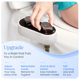 CLEAR REAR Bidet Attachment for Toilet Seat - Non-Electric with Self Cleaning Dual Nozzles, Leak Proof Connectors, Adjustable Water Spray, Rear & Feminine Wash - Hygienic Bathroom Upgrades (Black)