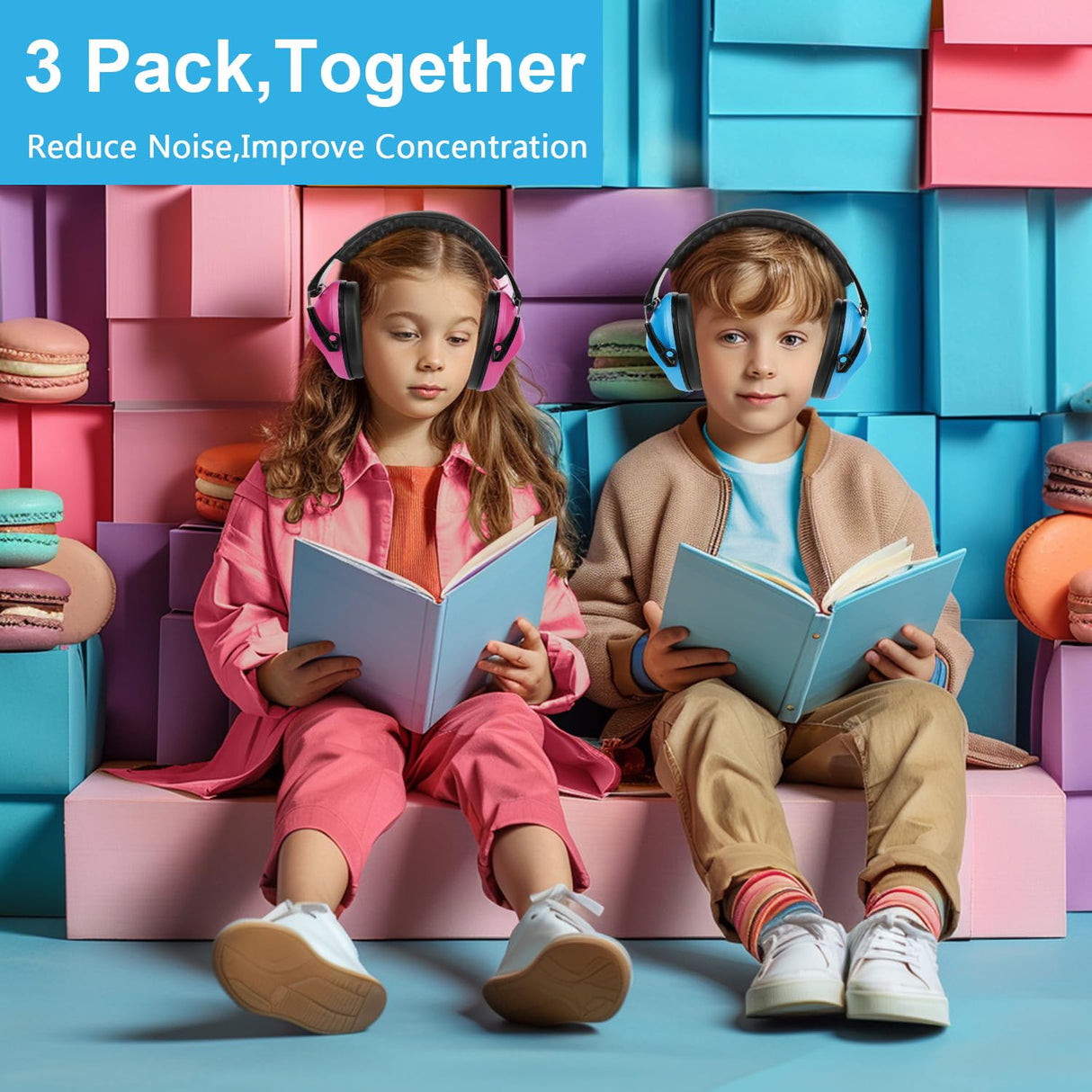 Floriogra 3 Pack Noise Canceling Headphones for Kids, Kids Ear Protection Earmuffs for Autism, Toddler, Children, Noise Cancelling Sound Proof Earmuffs/Headphones for Concerts, Air Shows, Fireworks