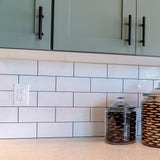 StyloVue 100 Pieces Peel and Stick Backsplash for Kitchen, 3" x 6" PVC Subway Tile, Glossy White with Dark Gray Grout, Self Adhesive Stick on Wall Tiles for Kitchen, Bathroom, Fireplace, RV