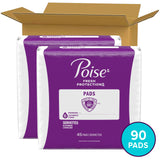 Poise Incontinence & Postpartum Pads for Bladder Leaks, 6 Drop Ultimate Absorbency, Long Length, 90 Count, Packaging May Vary