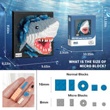 Shark Animal 3D Wall Art Micro Mini Building Blocks Set for Adults, Unique Home Wall Decor or Table Display, No Compatible with Lego, Ideal Birthday Christmas Toy Gift for Teens (2166 PCS)