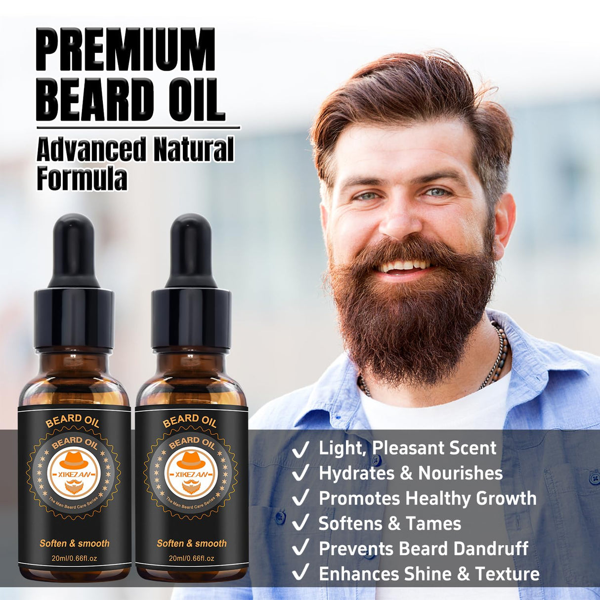 XIKEZAN Beard Kit for Men Grooming & Care w/Beard Conditioner, Wash, Oil, Balm, Brush, Comb,Fathers Birthday Valentines Gifts for Men Him Dad Husband Boyfriend Christmas Stocking Stuffers