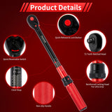 Hairich 1/2 Inch Drive Click Torque Wrench, Dual-direction Torque Wrench 10-170.0ft.lb/13.60-230.5Nm, 72-tooth Torque Wrenches with Dual Range Scales, ±3% High Precision For Bike