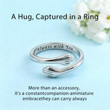 Yuanyora S925 Sterling Silver Hug Ring for Granddaughter Adjustable Ring for Women Christmas Birthday Gifts for Daughters Tarnish Free Jewelry Gift for Her Hope Rings for Granddaughter