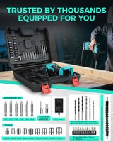 COMOWARE 20V Cordless Drill, Electric Power Drill Set with 1 Battery & Charger, 3/8" Keyless Chuck, 2 Variable Speed, 266 In-lb Torque, 25+1 Position and 34pcs Power/Driver Bits