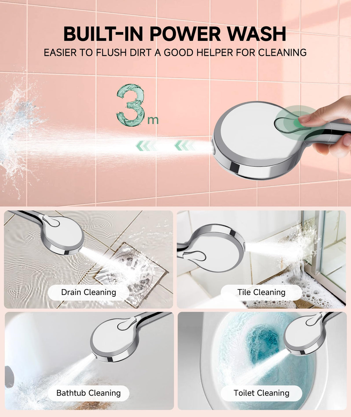 SunCleanse Filtered Shower Head with Handheld, 9-Spray Setting Detachable Showerhead with Filters, Shower Head for Hard Water - Filtered Chlorine, Improve Skin and Hair Texture, Chrome