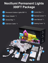 Nexillumi 300ft Permanent Outdoor Lights for House, 2025 New Smart RGB Christmas Lights Outdoor with APP Remote Control, IP67 Waterproof Eternity Eaves Lighting for Halloween Christmas Decorations
