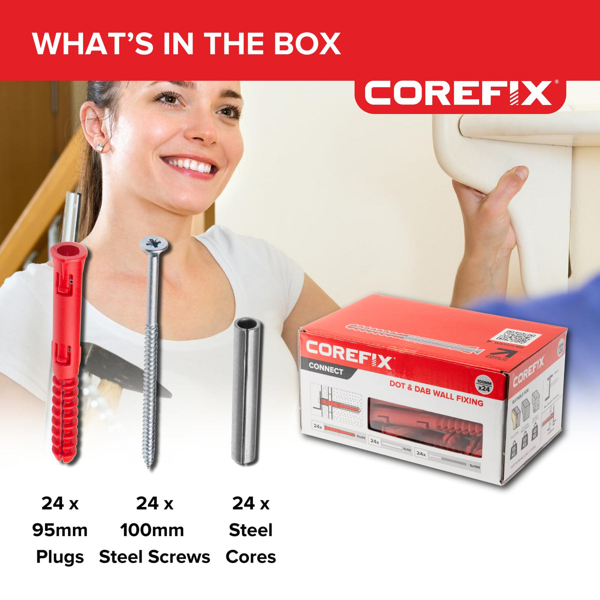 Corefix 24 x 3.93 Inch Heavy Duty Drywall Wall Anchors- Drywall Over B ...